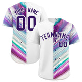 Custom White Split Fashion Fluid Pattern Authentic Baseball Jersey