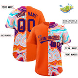 Custom Orange Split Fashion Fluid Pattern Authentic Baseball Jersey