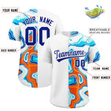 Custom White Split Fashion Fluid Pattern Authentic Baseball Jersey