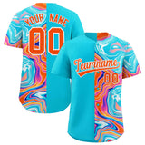 Custom Sky Blue Split Fashion Fluid Pattern Authentic Baseball Jersey