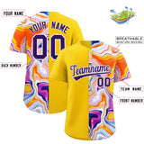 Custom Gold Split Fashion Fluid Pattern Authentic Baseball Jersey
