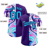 Custom Purple Split Fashion Fluid Pattern Authentic Baseball Jersey