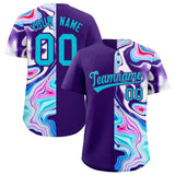 Custom Purple Split Fashion Fluid Pattern Authentic Baseball Jersey