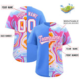 Custom Powder Blue Split Fashion Fluid Pattern Authentic Baseball Jersey