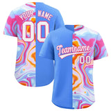 Custom Powder Blue Split Fashion Fluid Pattern Authentic Baseball Jersey