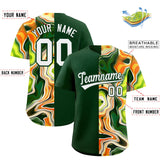 Custom Green Split Fashion Fluid Pattern Authentic Baseball Jersey