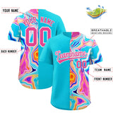 Custom Sky Blue Split Fashion Fluid Pattern Authentic Baseball Jersey