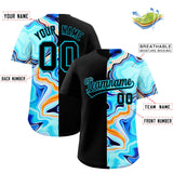 Custom Black Split Fashion Fluid Pattern Authentic Baseball Jersey