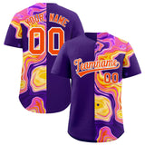 Custom Purple Split Fashion Fluid Pattern Authentic Baseball Jersey