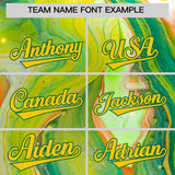 Custom Neon Green Split Fashion Fluid Pattern Authentic Baseball Jersey