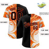 Custom Black Split Fashion Fluid Pattern Authentic Baseball Jersey