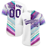 Custom White Split Fashion Fluid Pattern Authentic Baseball Jersey