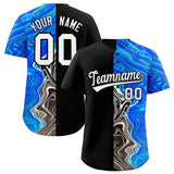 Custom Black Split Fashion Fluid Pattern Authentic Baseball Jersey