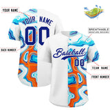 Custom White Split Fashion Fluid Pattern Authentic Baseball Jersey