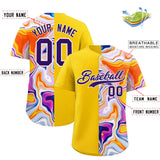Custom Gold Split Fashion Fluid Pattern Authentic Baseball Jersey