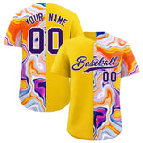 Custom Gold Split Fashion Fluid Pattern Authentic Baseball Jersey