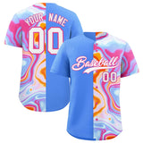 Custom Powder Blue Split Fashion Fluid Pattern Authentic Baseball Jersey