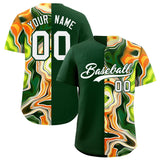 Custom Green Split Fashion Fluid Pattern Authentic Baseball Jersey