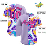 Custom Light Purple Split Fashion Fluid Pattern Authentic Baseball Jersey