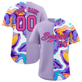 Custom Light Purple Split Fashion Fluid Pattern Authentic Baseball Jersey