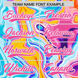 Custom Sky Blue Split Fashion Fluid Pattern Authentic Baseball Jersey