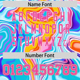 Custom Sky Blue Split Fashion Fluid Pattern Authentic Baseball Jersey