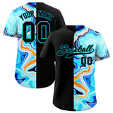 Custom Black Split Fashion Fluid Pattern Authentic Baseball Jersey