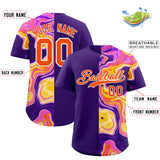 Custom Purple Split Fashion Fluid Pattern Authentic Baseball Jersey