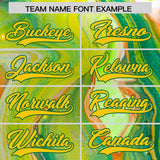 Custom Neon Green Split Fashion Fluid Pattern Authentic Baseball Jersey