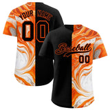 Custom Black Split Fashion Fluid Pattern Authentic Baseball Jersey