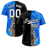Custom Black Split Fashion Fluid Pattern Authentic Baseball Jersey