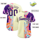 Custom Cream Split Fashion Fluid Pattern Authentic Baseball Jersey