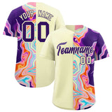 Custom Cream Split Fashion Fluid Pattern Authentic Baseball Jersey