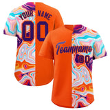 Custom Orange Split Fashion Fluid Pattern Authentic Baseball Jersey