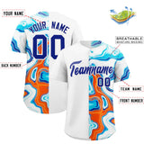 Custom White Split Fashion Fluid Pattern Authentic Baseball Jersey