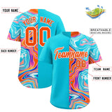 Custom Sky Blue Split Fashion Fluid Pattern Authentic Baseball Jersey