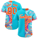 Custom Sky Blue Split Fashion Fluid Pattern Authentic Baseball Jersey