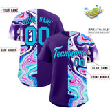 Custom Purple Split Fashion Fluid Pattern Authentic Baseball Jersey