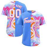 Custom Powder Blue Split Fashion Fluid Pattern Authentic Baseball Jersey