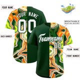 Custom Green Split Fashion Fluid Pattern Authentic Baseball Jersey