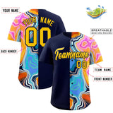 Custom Navy Split Fashion Fluid Pattern Authentic Baseball Jersey