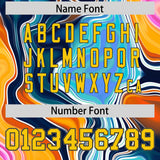 Custom Navy Split Fashion Fluid Pattern Authentic Baseball Jersey