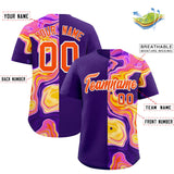 Custom Purple Split Fashion Fluid Pattern Authentic Baseball Jersey