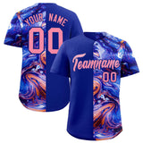 Custom Royal Split Fashion Fluid Pattern Authentic Baseball Jersey