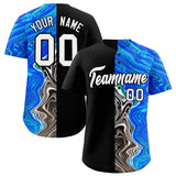 Custom Black Split Fashion Fluid Pattern Authentic Baseball Jersey