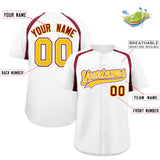 Custom White Crimson Personalized Color Block Authentic Baseball Jersey