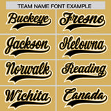 Custom Old Gold Black Personalized Color Block Authentic Baseball Jersey