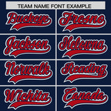 Custom Navy Red Personalized Color Block Authentic Baseball Jersey