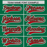 Custom Kelly Green Red Personalized Color Block Authentic Baseball Jersey