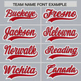Custom Silver Red Personalized Color Block Authentic Baseball Jersey